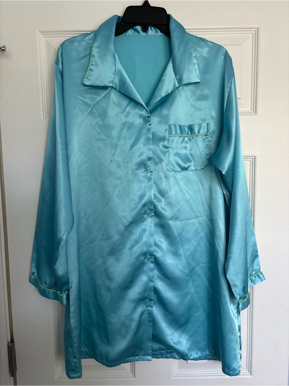 Satin Sleep Dress - Light Aqua Blue